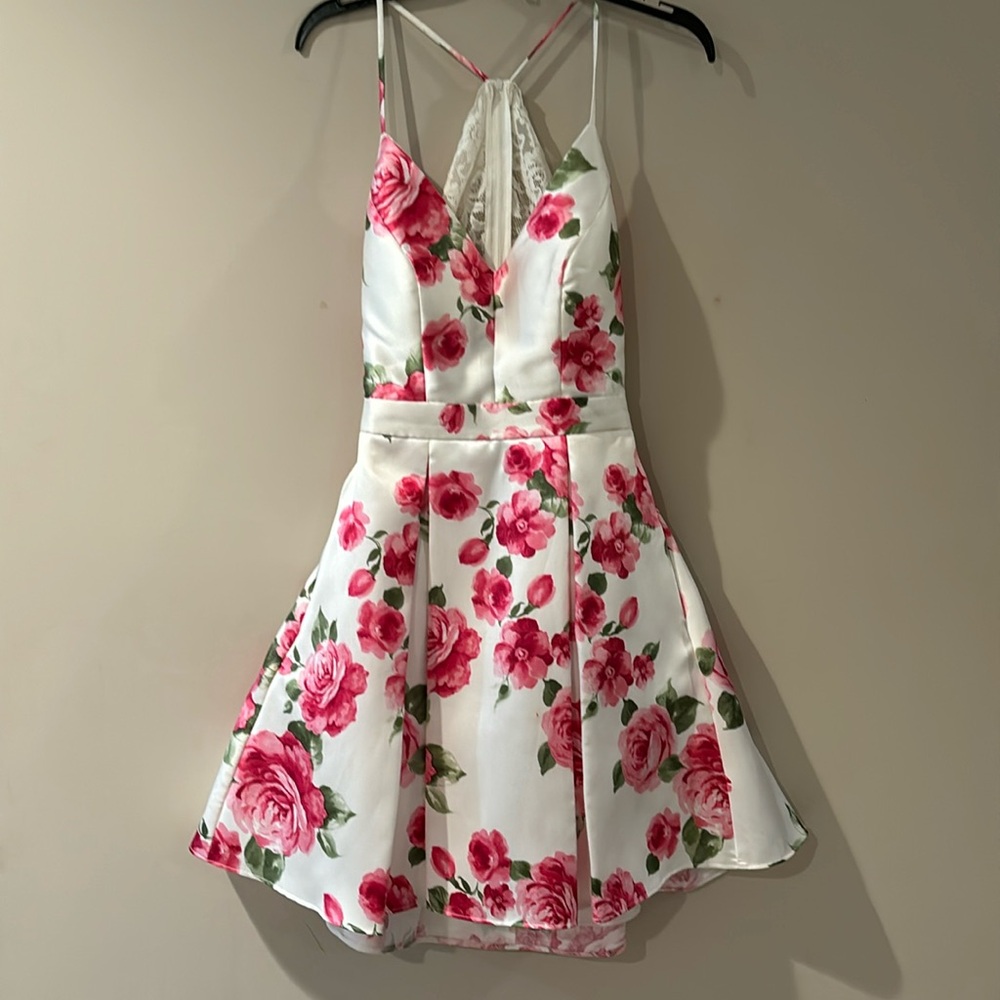 White and pink floral dress